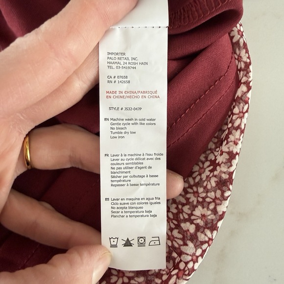 Revamped Burgundy Floral Tiered Long Sleeve Mini Dress Womens L Lined Coquette - Picture 9 of 14